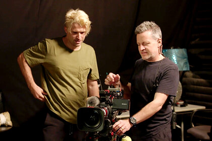 Toby Birney and Tom Schwartz prepping a camera so that Tom can operate it