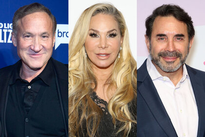 Split of Terry Dubrow, Adrienne Maloof, and Paul Nassif at red carpets for different events.