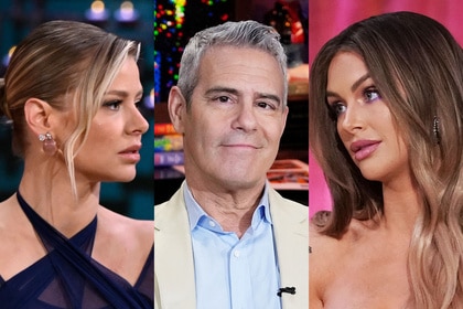 A split of Andy Cohen, Ariana Madix, and Lala Kent.