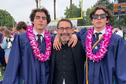 Paul Nassif with his twins, Christian Nassif and Collin Nassif, on their HS graduation day.