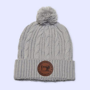Silver Leather Patch Beanie