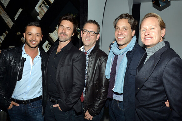Photo of the original Queer Eye cast members Jai Rodriguez, Kyan Douglas, Ted Allen, Thom Filicia and Carson Kressley