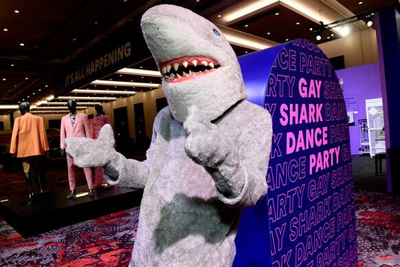 The gay shark at Bravoland at BravoCon 2023.