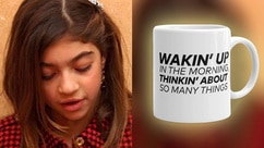 Split of Gia Giudice and a mug with "Waking Up in The Morning" Lyrics