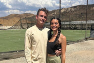 James Kennedy with his girlfriend Ally Lewber at a golf range.