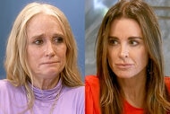 A split of Kyle Richards and Kim Richards talking to each other.