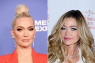 Split of Erika Jayne on a red carpet for Billboard Music and Denise Richards at a Christmas parade.