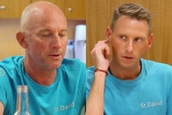 Split of Captain Kerry and Fraser Olender during a charter meeting on Below Deck