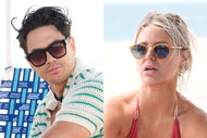 A split of Ariana Madix and Tom Sandoval at the beach.