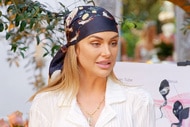 Lala Kent talking to her guests at her sperm donor party.