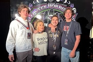 Adrienne Maloof with her three sons at Halloween Horror night