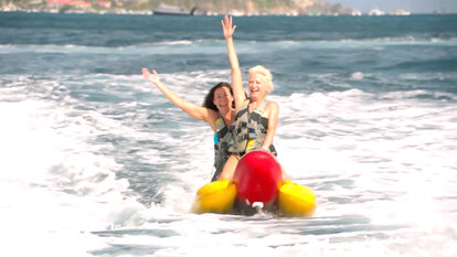Luann de Lesseps and Dorinda Medley Ride a Hot Dog