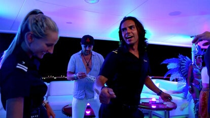 The Below Deck Crew Party On Board with the Charter Guests, Dancers and a DJ