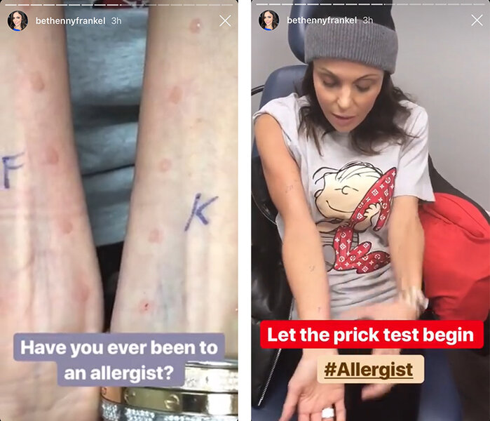 Bethenny Frankel Food Allergy Test: Instagram Pics