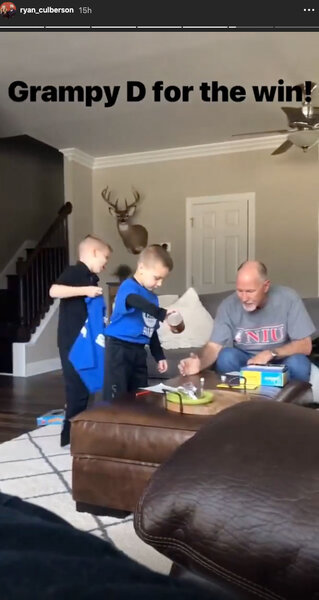 Donn Gunvalson with Grandsons Owen Culberson and Troy Culberson at Their Home in North Carolina