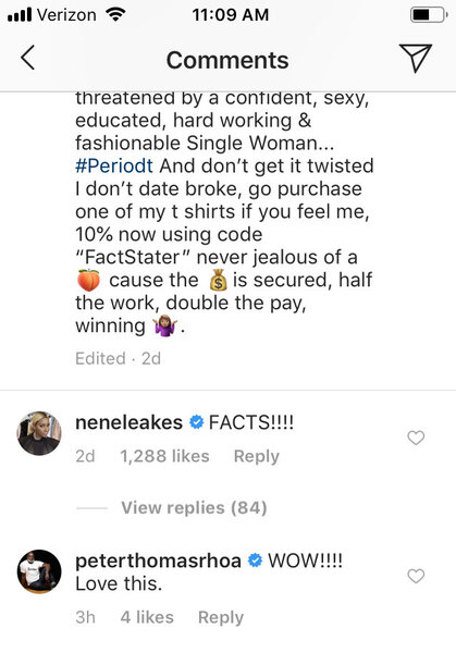 Nene Leakes and Peter Thomas praise Marlo Hampton on Instagram