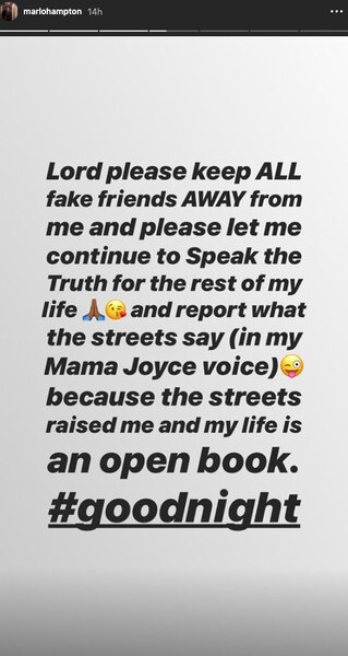 Marlo Hampton shares prayer in Instagram Story