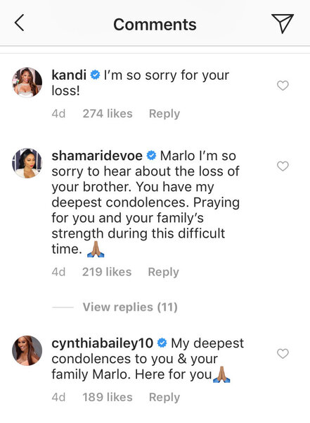 The Real Housewives of Atlanta Comment on Marlo Hampton's Instagram