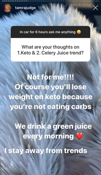 Tamra Judge Instagram Diet Tips: Celery Juice