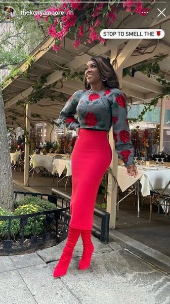 Kenya Moore Red Skirt Floral Top