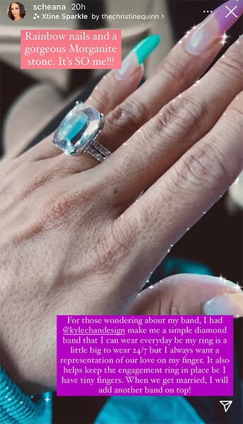 Scheana Shay shows her engagement ring from Brock Davies.