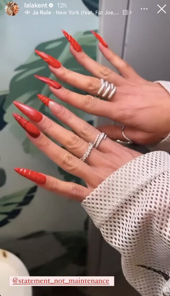 Lala Kent Textured Red Manicure WWHL | The Daily Dish