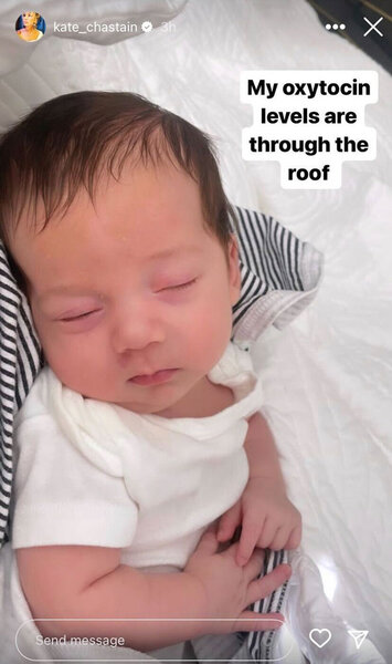 Kate Chastain's newborn son sleeping.