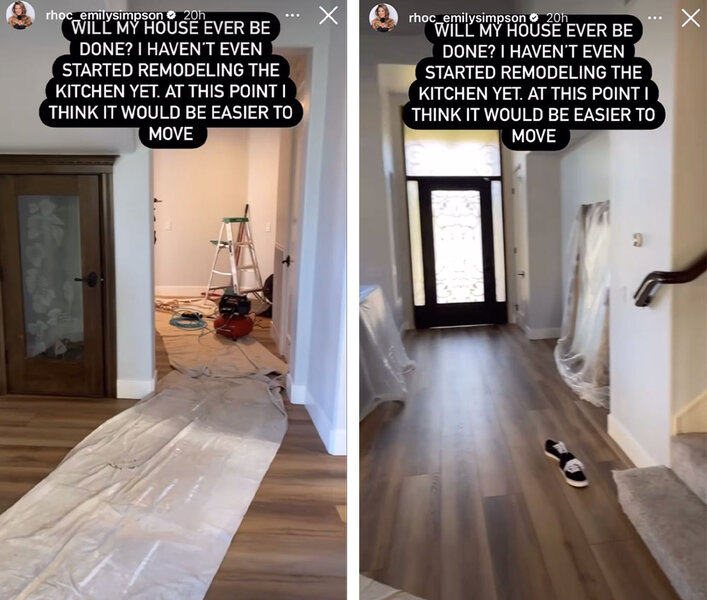 A split image of work being done in Emily's home.