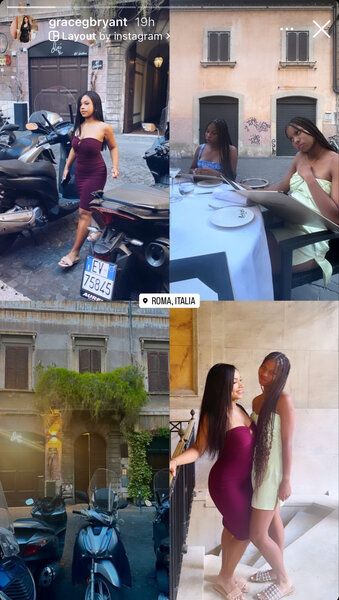 A collage of images of Giselle Bryant’s daughters in Italy