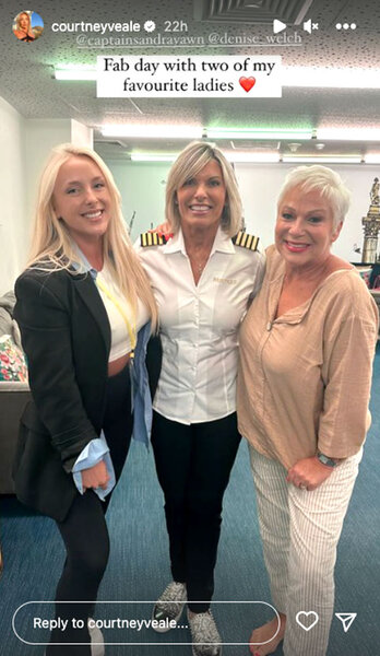 Captain Sandy Yawn, Courtney Veale, and Denise Welch Backstage at the Loose Women show.