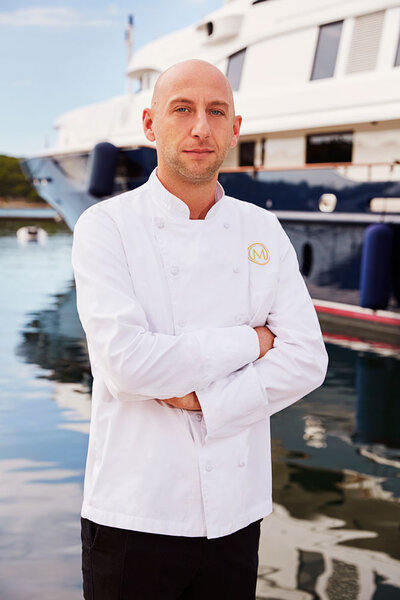 Mathew Shea in his charter yacht chef uniform.