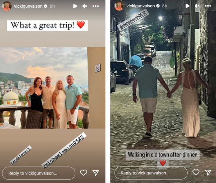 Series of images showing Vicki Gunvalson and Michael Smith enjoying a vacation in Mexico.