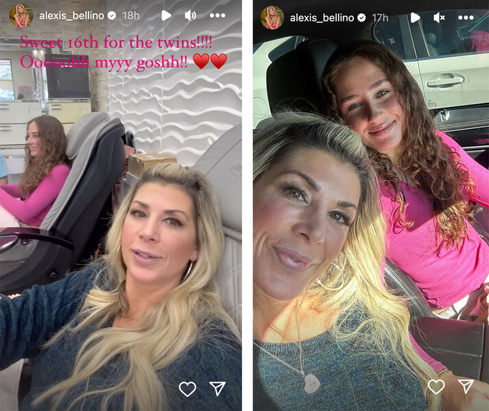 A split of Alexis Bellino and Mackenna Bellino at a nail salon and in a car together.