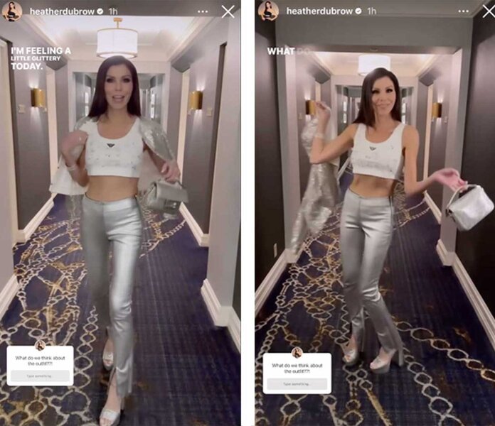 Heather Dubrow shows off her metallic outfit for Bravocon 2023