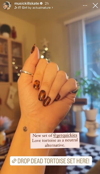 Katie Maloney of Vanderpump Rules shows off her tortoise shell nails on her Instagram story.