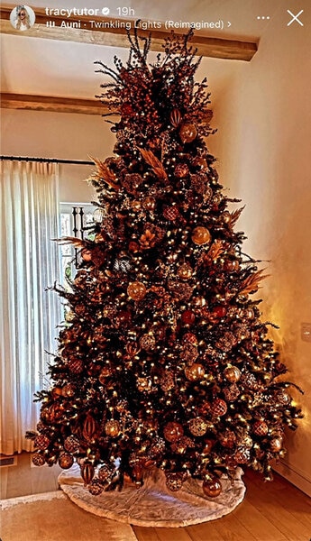 Tracy Tutor's decorated Christmas tree appears on her Instagram story.