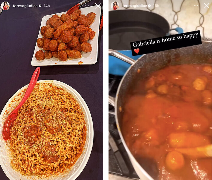 Teresa Giudice posts food on her Instagram story.