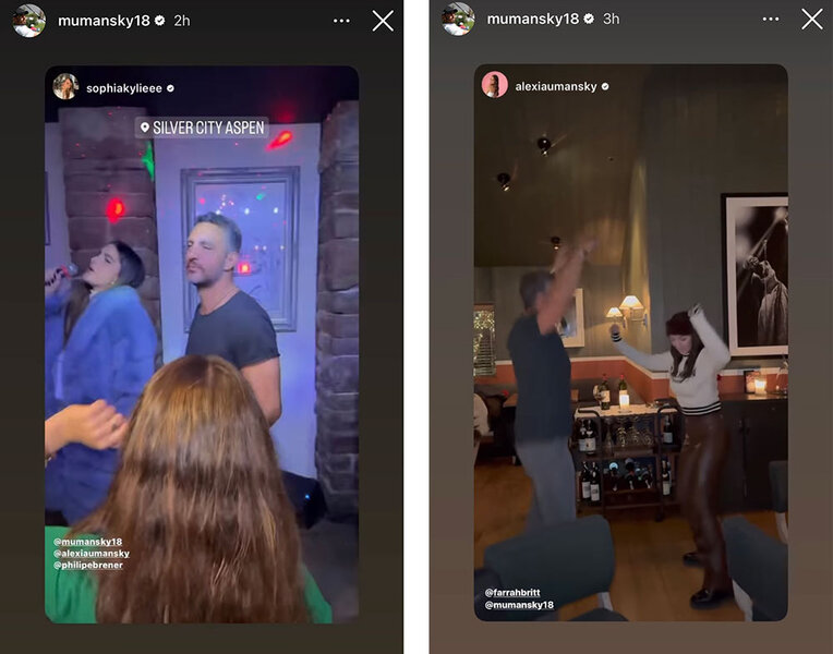 A split of Mauricio Umansky in Aspen dancing and doing karaoke with his family.
