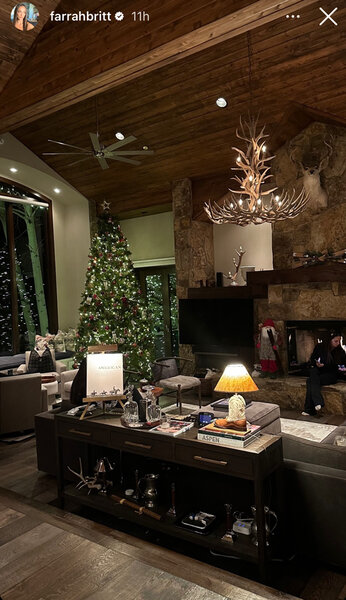 Farrah Aldjufrie's Aspen home decorated in Christmas decor.