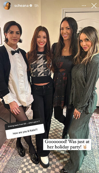 Scheana Shay poses with three friends in holiday attire on her Instagram Story.