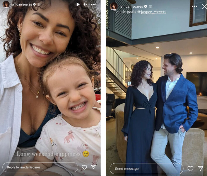 A series of image of Dani Soares with her daughter and with Jasper Wevers