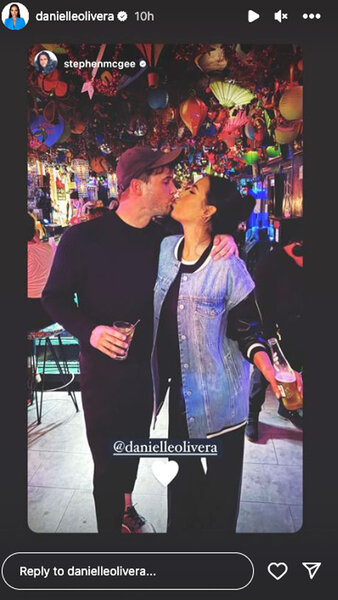Danielle Olivera kissing her friend Stephen Mcgee