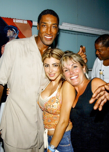 Scottie Pippen and Larissa Pippen with Denise George of Jive Records.