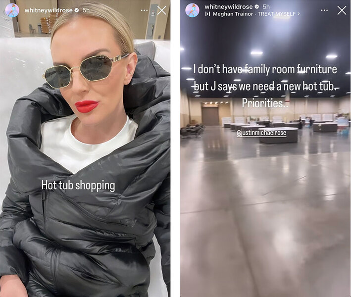Whitney Rose goes shopping for hot tubs wearing sunglasses, red lips and a puffy coat.