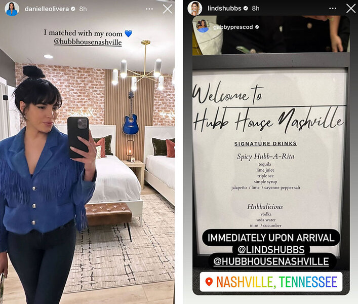 Split of Danielle Olivera and a drink menu at Lindsay Hubbard's Nashville house.