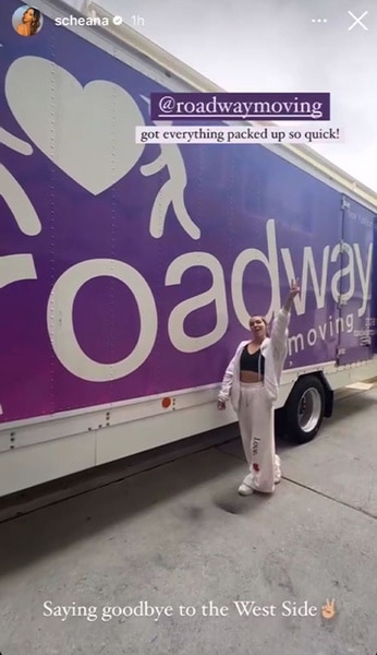 Scheana Shay poses next to a moving truck on her Instagram story.