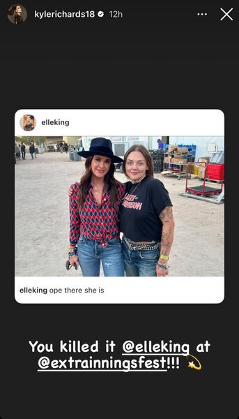 Kyle Richards and Elle King at a music festival together.