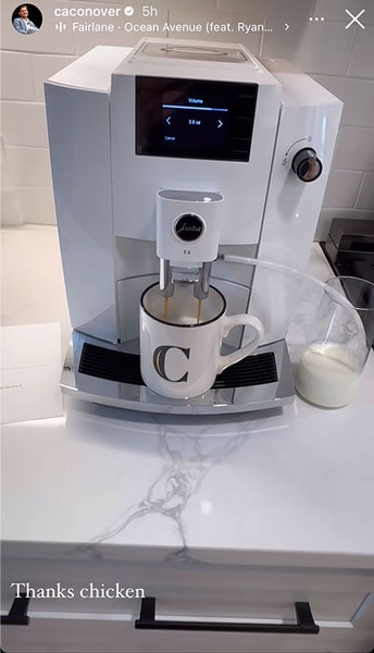 Craig's espresso machine via his Instagram story.