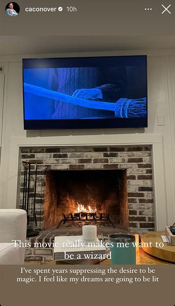 Craig's television above the fireplace via his Instagram story.