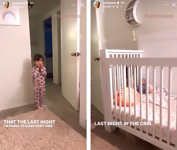 Summer Moon going into her room as she spends her last night in her crib.